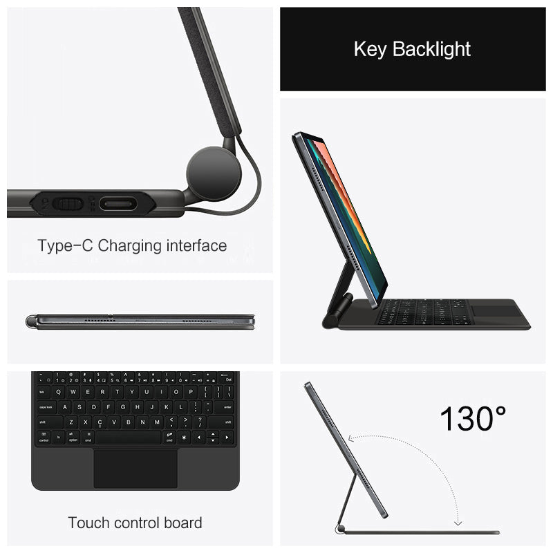 For Xiaomi Pad 5 Leather Tablet Case Wireless Bluetooth Keyboard with Touchpad For Xiaomi Pad 5 Leather Tablet Case Wireless Bluetooth Keyboard with Touchpad
